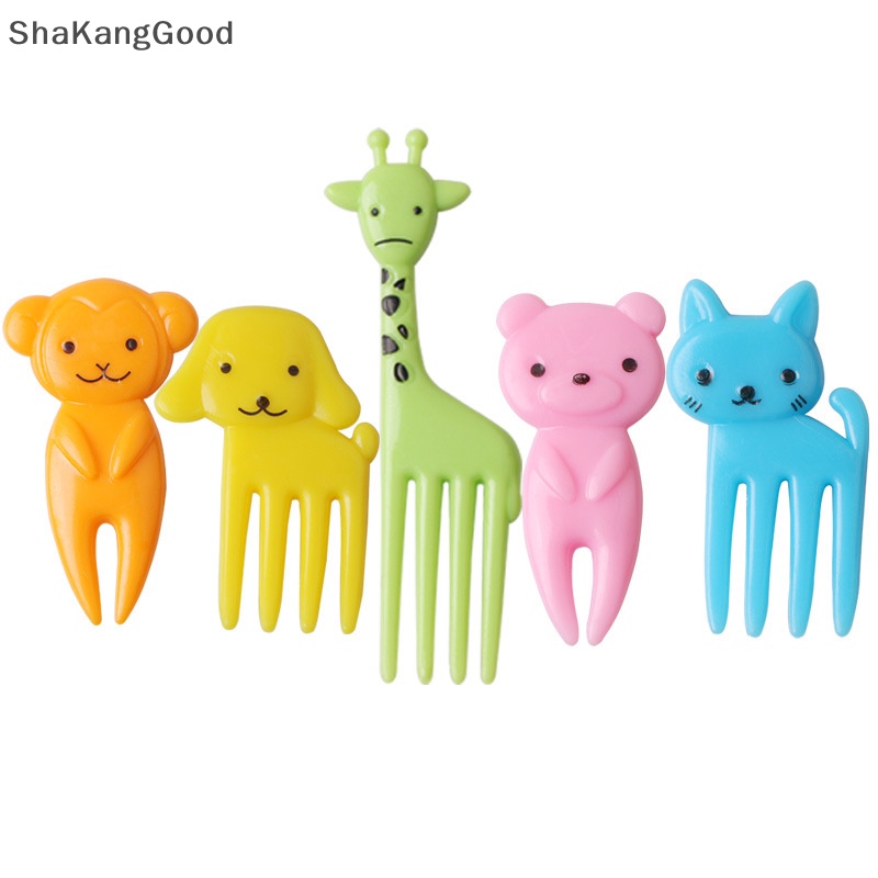 Selip Set 10pcs Hewan Lucu Food Picks Mini Kartun Tusuk Gigi Buah Garpu Picks SKK