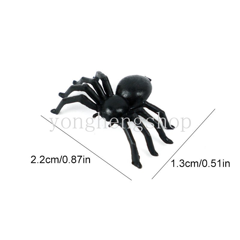 100 Pcs/set Plastik Hitam Mini Spider Lucu Prank Pesta Dekorasi Festival Perlengkapan Prop Bercahaya Spider DIY Halloween Dekorasi Mainan Anak