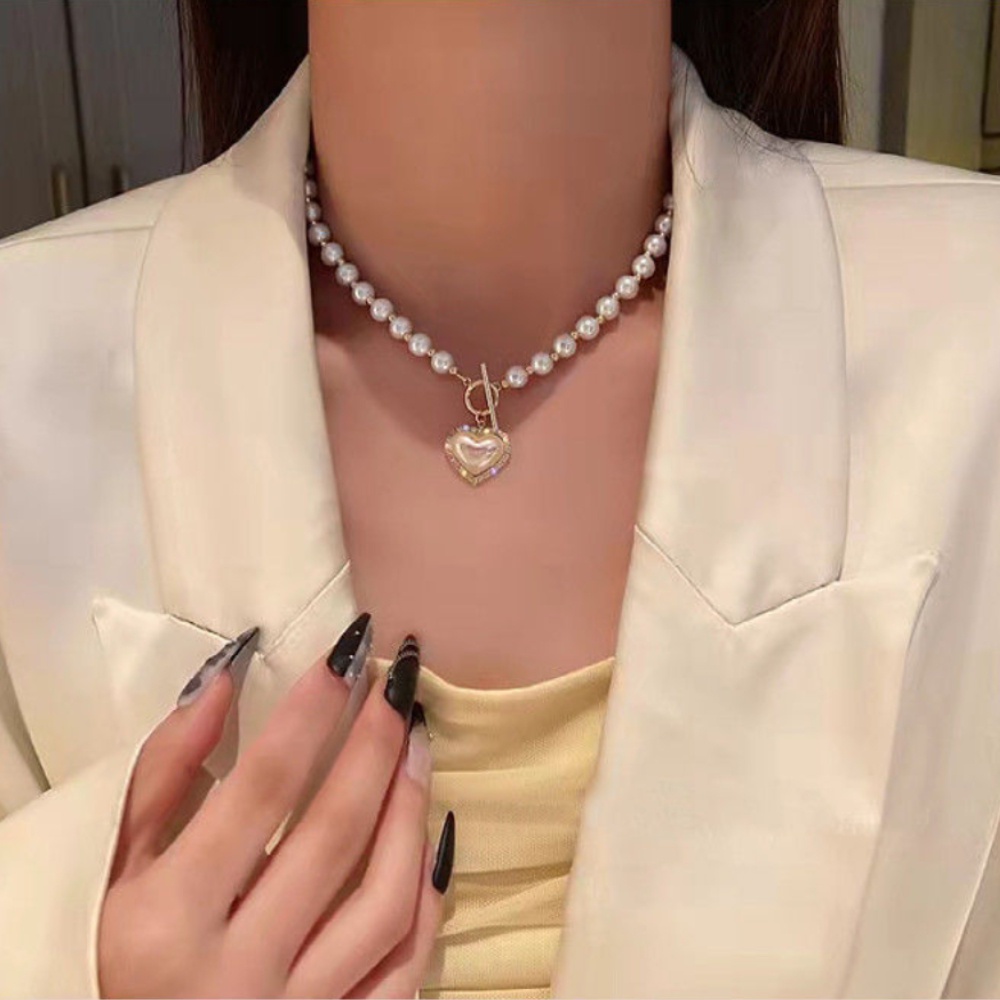 Deartiara Jepang Korea Selatan Ins Temperamen Baru Mutiara Imitasi Cinta Kalung Minimalis OT Gesper Kerah Rantai Perempuan