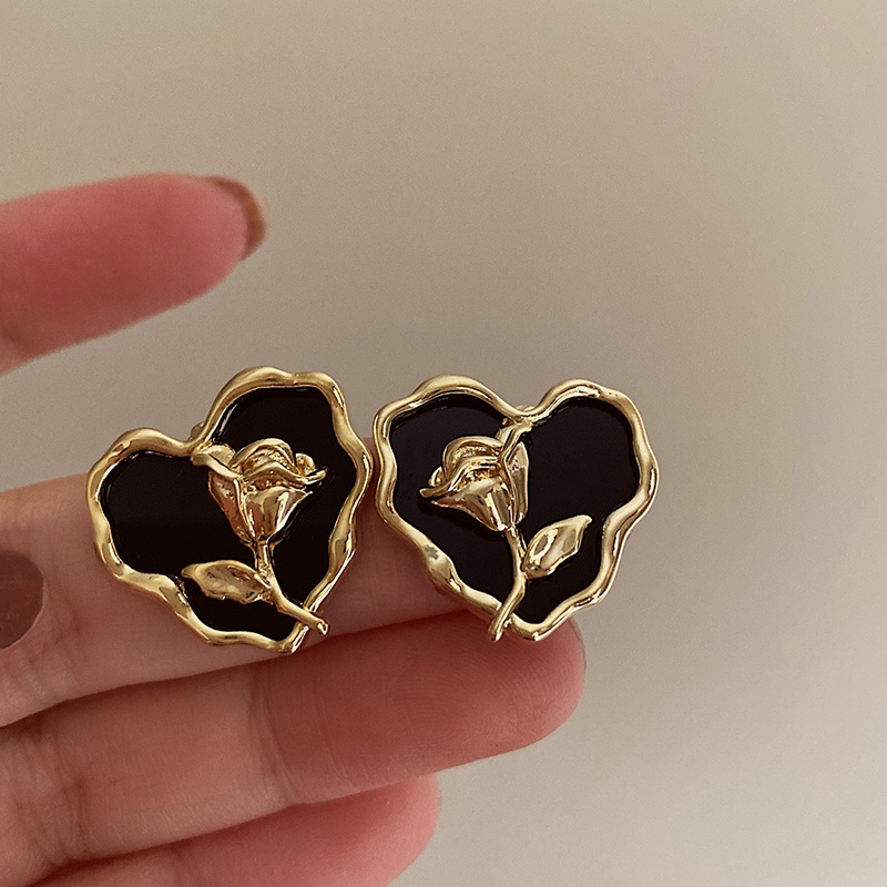 Super Peri Prancis Retro Hati Tulip Anting Telinga Studs Untuk Aksesori Busana Gadis Manis