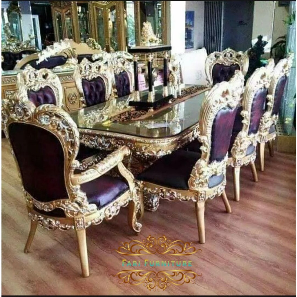 Kursi Meja Makan Jati Ukiran Mewah Jepara