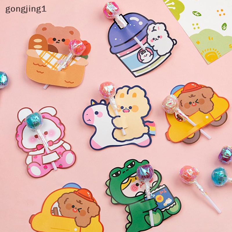 Ggg 10Pcs Lollipop Permen Hewan Lucu DIY Kartu Hias Untuk Perlengkapan Pesta Anak ID