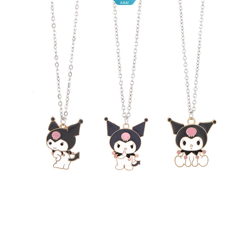 Sanrios Kawaii Kuromi My Melody Devil Alloy Kalung Kartun Liontin Perhiasan Lucu Ornamen Hadiah Gadis Wanita Mainan Ulang Tahun [ZK]