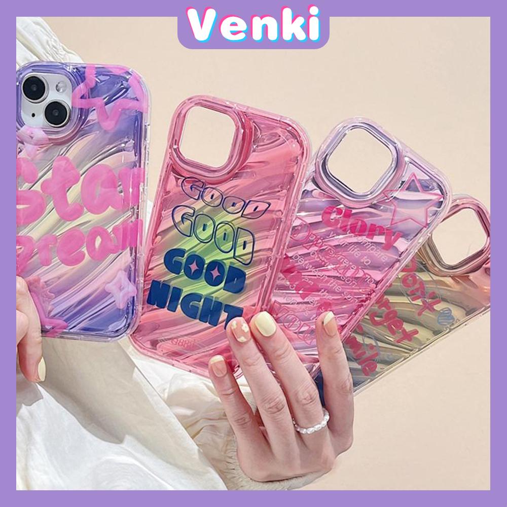 VENKI - For iPhone 11 iPhone Case Laser Reflective Transparent Phone Case TPU Soft Shockproof Airbag Case Protection Cool English Compatible with iPhone 14 13 Pro max 12 Pro Max xr