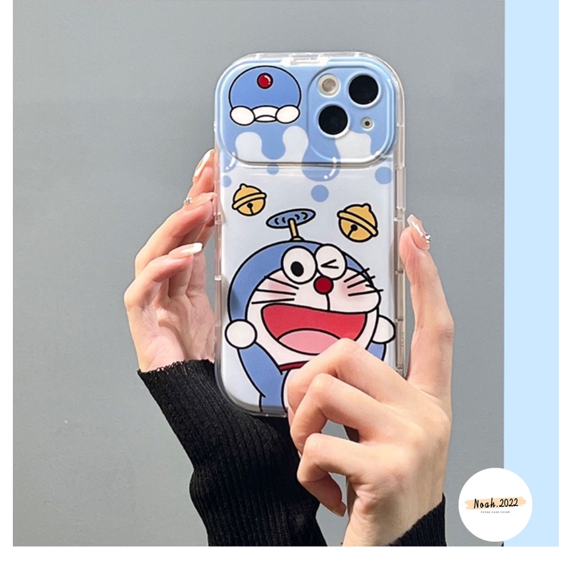 Casing Kompatibel Untuk IPhone 7Plus 8Plus 11 14 12 13 Pro MAX XR X XS MAX 78 Plus SE 2020 Kartun Doraemon Kucing Lucu Kreatif Flip Make Up Cermin Lembut TPU Shockproof Case