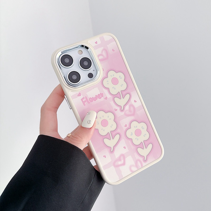 Pink Hollow Love Flower Soft Silicon Case HP iP iPhone 12 13 14 Pro Max 11 Girl Woman FTD Casing Apple