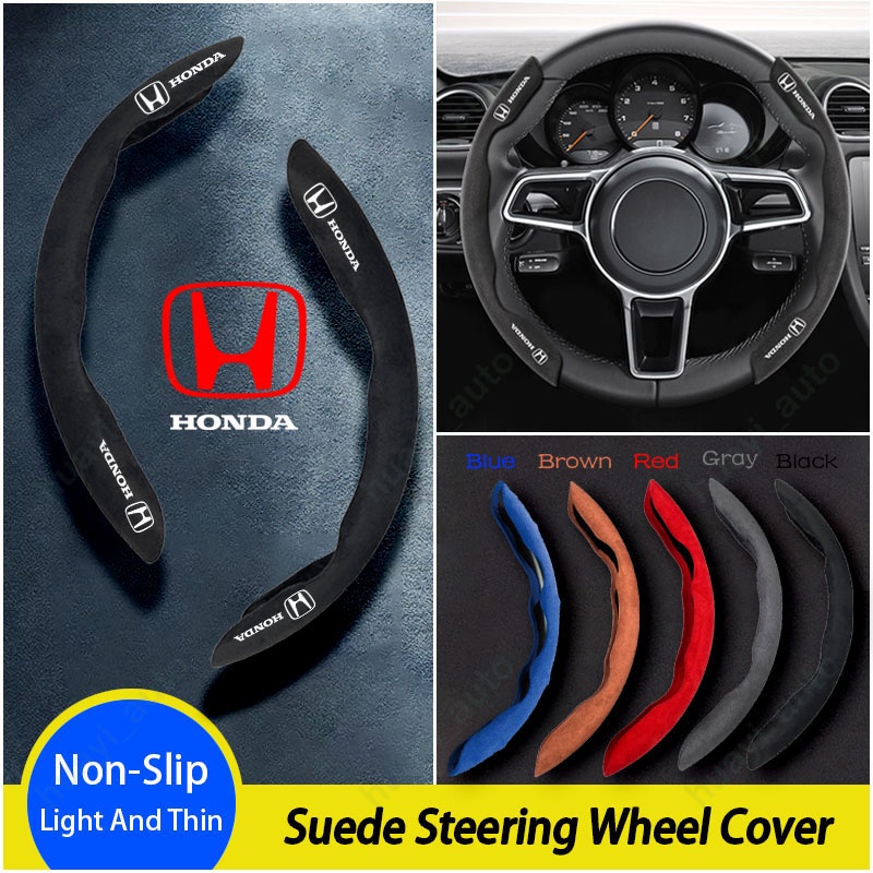 Cover Setir Mobil Honda Bahan Kulit Suede Untuk Honda Mugen Power City Civci Fit Jazz HRV BRV CRV HR-V BR-V CR-V WRV Brio Accord Lead mobilio Mugen Type R S Aksesoris
