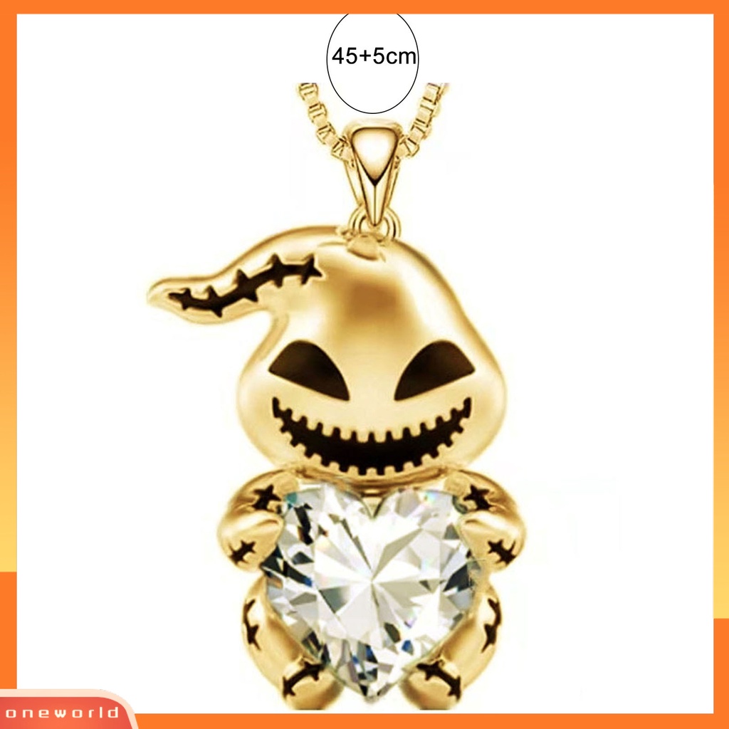 [ONE] Wanita Pria Kalung Berlian Imitasi Mengkilap Bentuk Hati Patch Dekorasi Adjustable Leher Rantai Neck Dekorasi