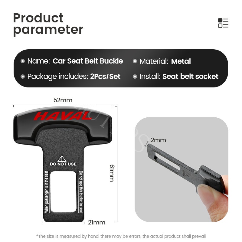 Haval 1/2Pcs Klip Gesper Sabuk Pengaman Pengaman Mobil Metal Hard Plug Alarm Stopper Menghilangkan Suara Untuk H2s H1 2022 2023 H5 H6 Jolion H2 M4 H9