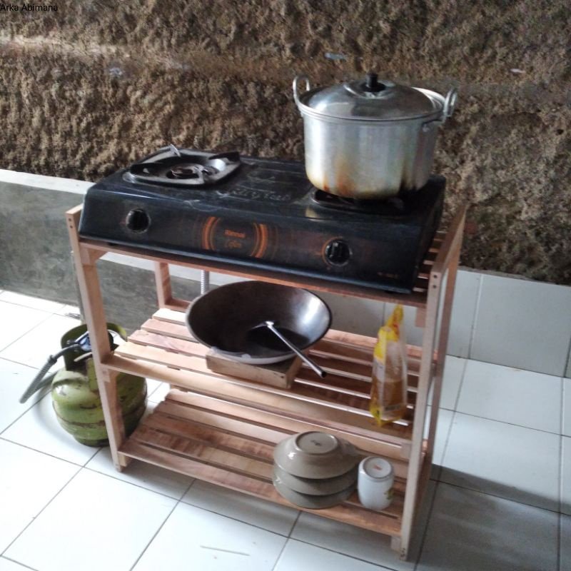 RAK KOMPOR 2 TUNGKU KAYU
