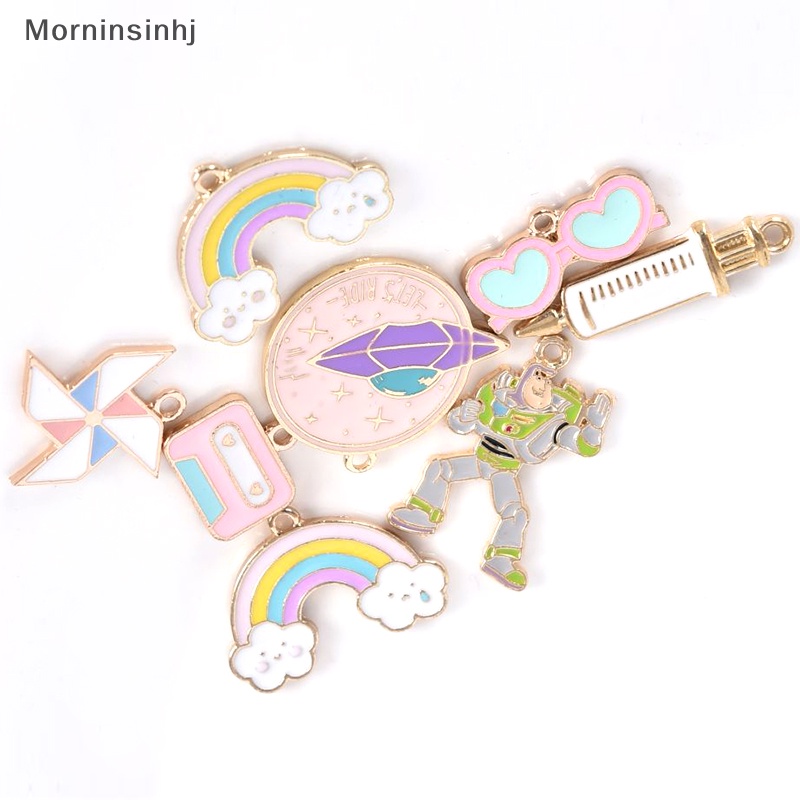 Mornin 10Pcs /Set Alloy Enamel Kincir Angin Hujan Ch Liontin Perhiasan DIY Membuat Craft id