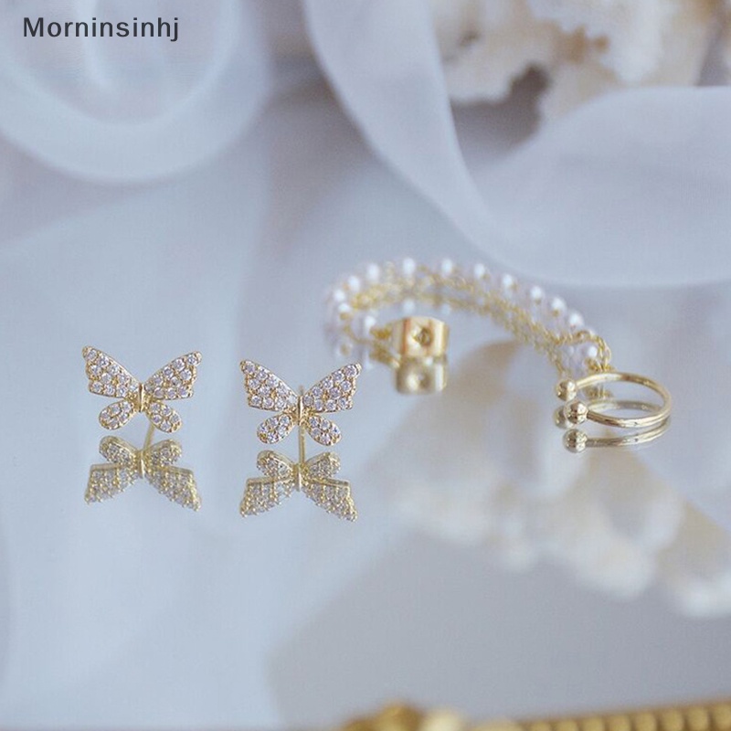 Mornin Anting Kupu-Kupu Kepribadian Feminim Anting Klip Telinga Anting Rumbai Terintegrasi id