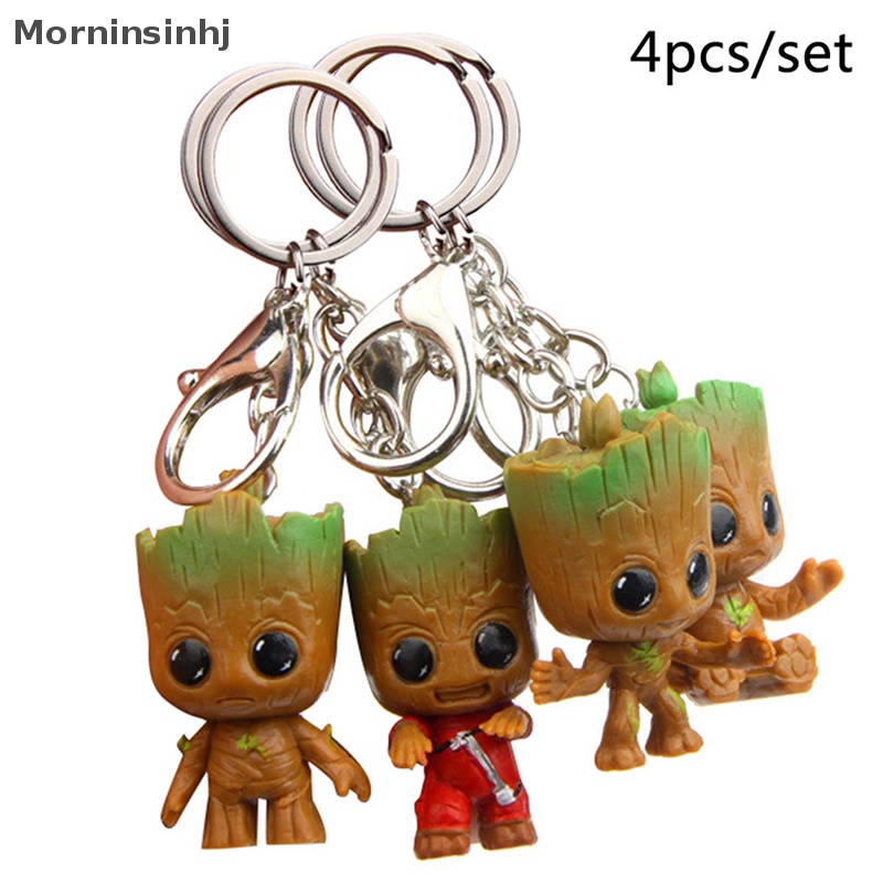 Mornin 4pcs /set Mainan Figure Tree Man Groot Lucu Kreatif Super Hero Groot Gantungan Kunci id