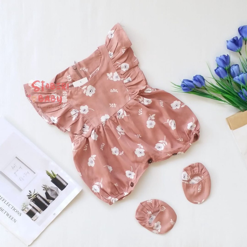 PUNCAK 3.3 stoberi baby - BBB JUMPSUIT ZEELAA setelan anak perempuan jumper bayi motif bunga lucu free sarung kaki PART 1