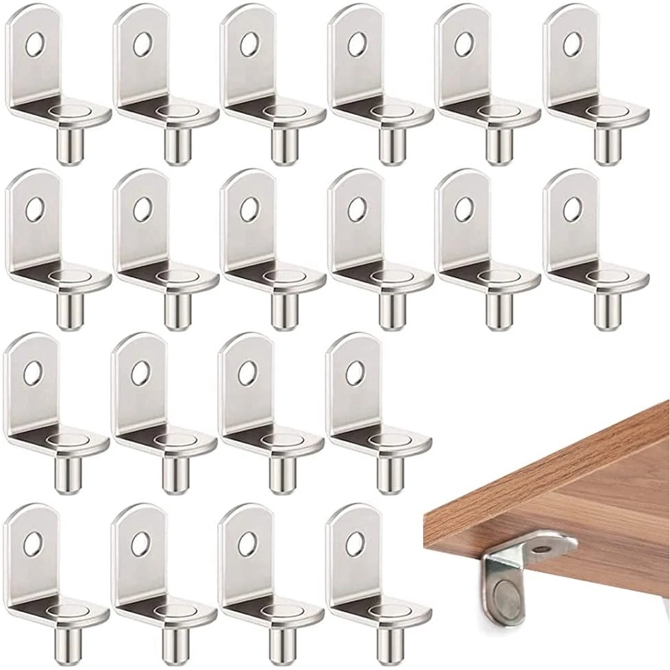 Penyangga Plat Kaca/Rak Berbentuk L Metal Pin Holder/Seperator Lemari Tetap Rak Buku Dinding Holder/Peralatan Rumah Tangga Diameter Yang Dapat Disesuaikan Shelf Bracket Support/