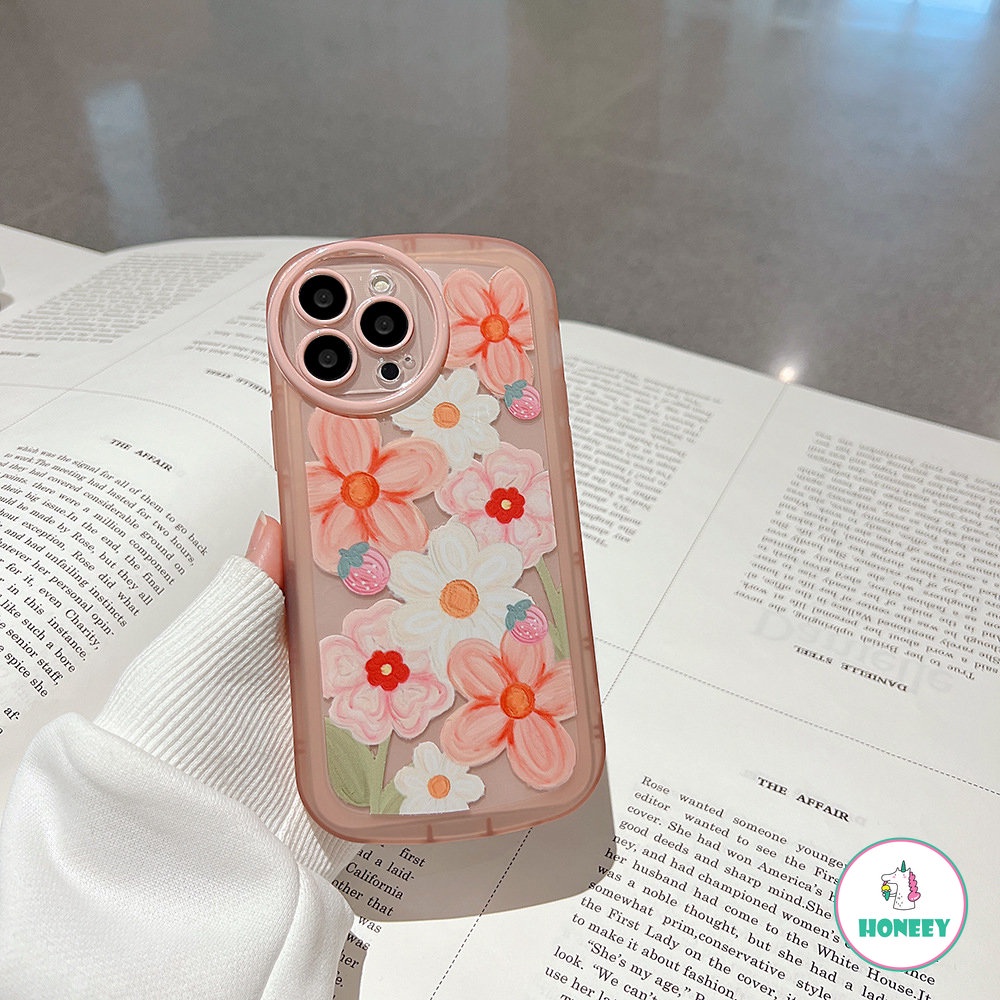 Casing Ponsel Untuk Apple14Kompatibel Untuk iPhone 11 Pro Max13 12 14 Pro Max XS XR 78 Plus Fashion Pink Floral Bening Cover Pelindung