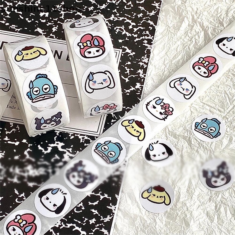 Sho Kawaii Sanrio's New Round Seal Sticker Lucu Pochacco Cinnamoroll Stiker Dekorasi Akun Tangan Hati Cewek N