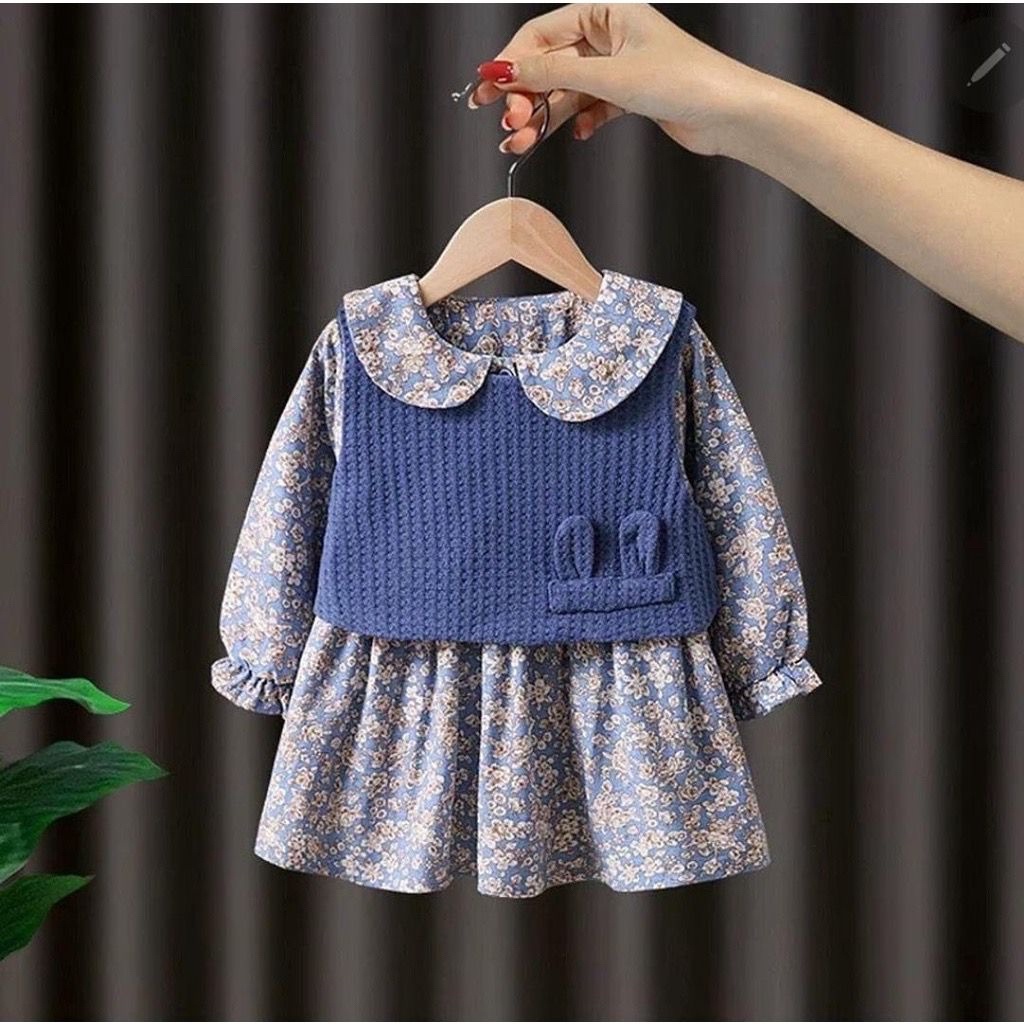 BEFAST - ZFS ONESET ANAK RUBI / MILKA ONE SET DRESS ANAK PEREMPUAN / Pakaian Anak perempuan Model Terbaru / Dress Anak+Luaran Vest Anak / Fashion kekinian Anak-Anak Perempuan Trendy / Dress Anak Terlaris / Termurah