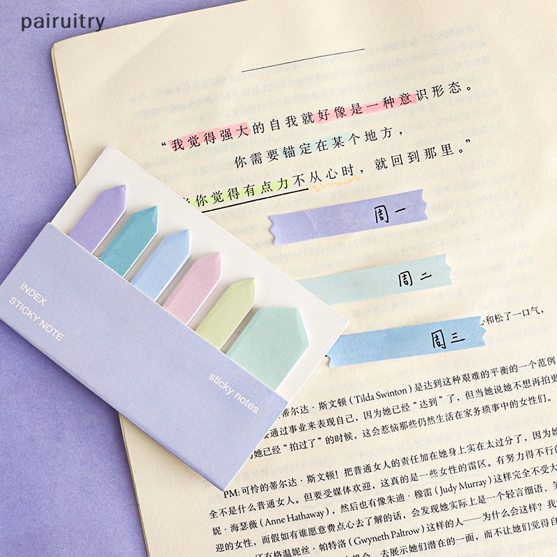 Prt 120sheets Macaroon Color Self Adhesive Memo Pad Sticky Notes Bookmark Point It Marker Memo Stiker Kertas Viskositas Kuat Perlengkapan Kantor Sekolah PRT