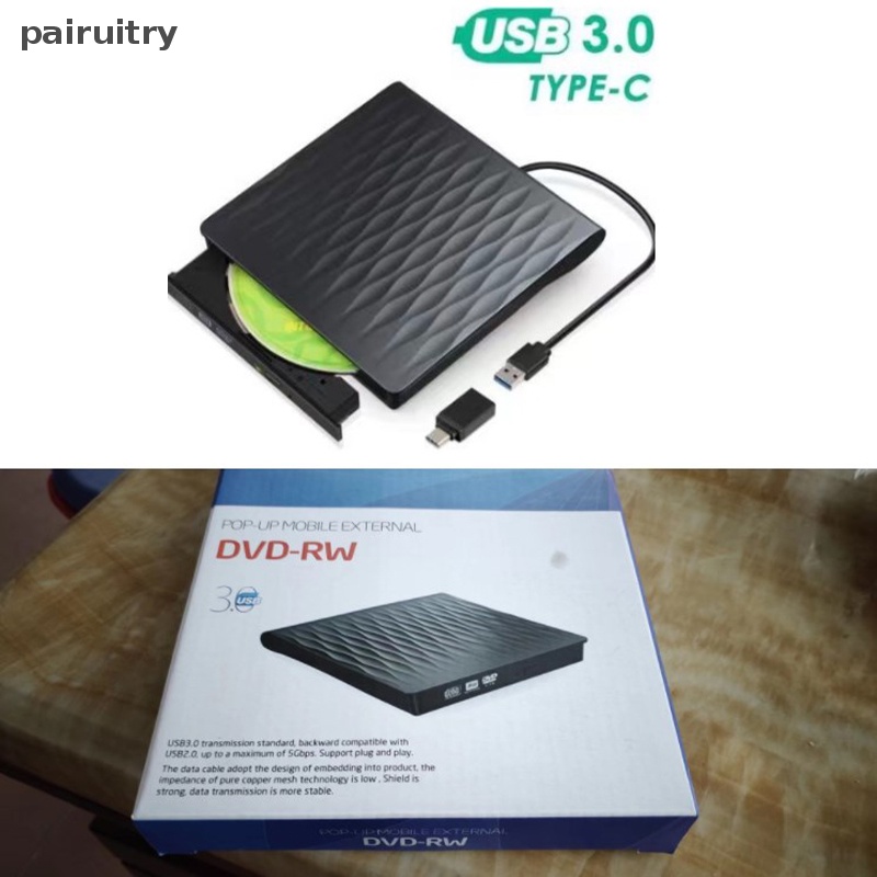 Prt Portable External Dvd Drive USB 3.0 Slim External Dvd RW CD Writer Drive Burner Reader Player Penggerak Optik Untuk Laptop PC Dvd PRT