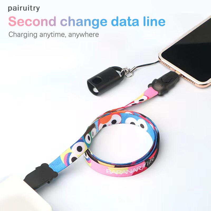 Prt Kartun Lanyard Ponsel USB Tipe C Kabel Pengisian Transmisi Jalur Data PRT