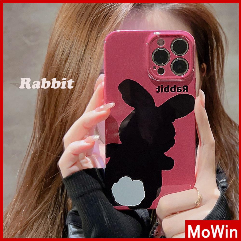 Case iPhone 14 Pro Max iPhone Case Cream Glossy Soft Case TPU Tahan Guncangan Kamera Case Perlindungan Cute Black Bunny Kompatibel dengan iPhone 13 Pro Max 12 Pro Max 11 Xr Xs Max 7 8Plus