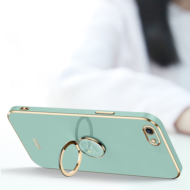 Andyh Casing Ponsel Silikon Ultra Tipis Untuk OPPO A59 F1S A57 2016 A39 F3 Lite A37 A83 F7 A3 F5 A79 Deluxe Perlindungan Jatuh Pita Emas Dengan Cincin Jam Dan Lanyard Gratis