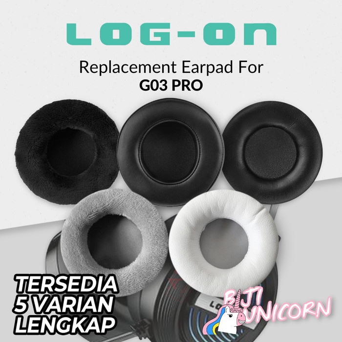 Earpad Earcup Ear Cushion Log-On G03 Pro G 03 On Busa Foam Bantalan - Leather Black