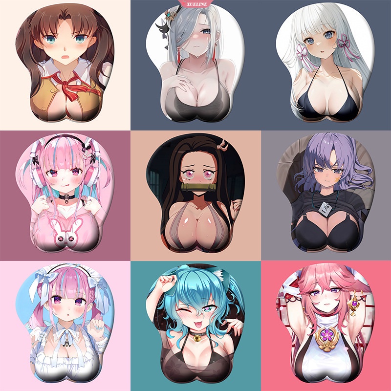 Genshin Hutao Shenhe YeLan Eula 3D Silicone MousePad Genshin Impact Penopang Pergelangan Tangan Mouse Pad Anime Sexy Oppai Wrist Rest MousePad [ZXL]