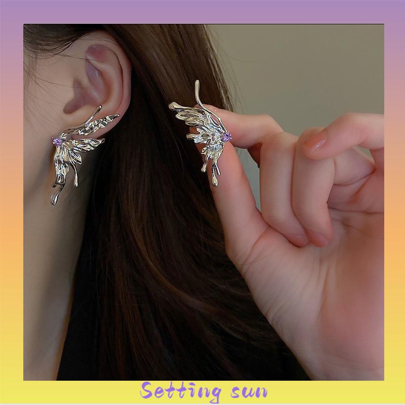 Anting Kupu-kupu Desain Zirkon Butterfly Anting Vintage Korea Gaya Untuk Wanita TN