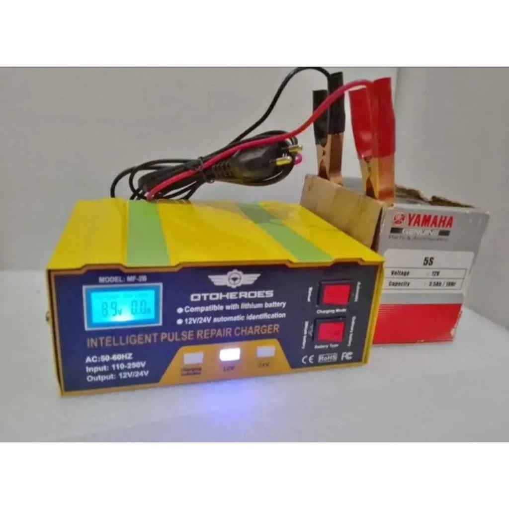 OTOHEROES Charger Aki Mobil Battery Charger LED 12V/24V 4-105AH - MF2B