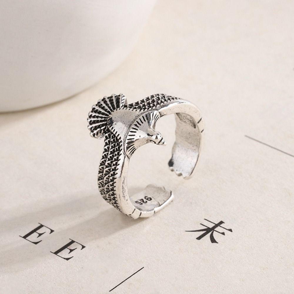 Mxbeauty Sayap Elang Cincin Fashion Vintage Terbuka Cincin Pasangan Pria Tembaga Hadiah Hari Valentine Gaya Korea Jari Cincin