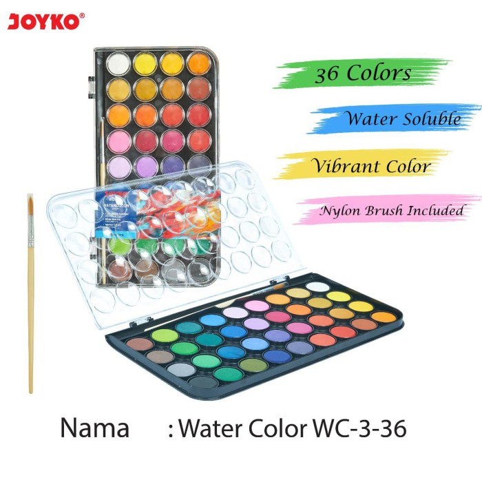 

Joyko Water Color WC-3-36 Warna Cake Watercolour Cat Air Pocket Colors