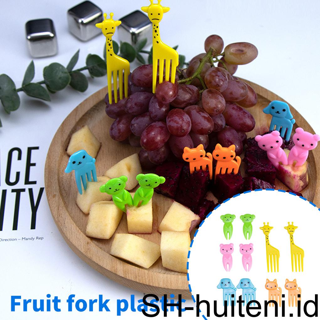 10pcs Mini Animals Food Picks Kids Fun Lunch Box Decor Stick Gaya Lucu Tusuk Gigi Reusable Dekorasi Pesta Dessert Buah