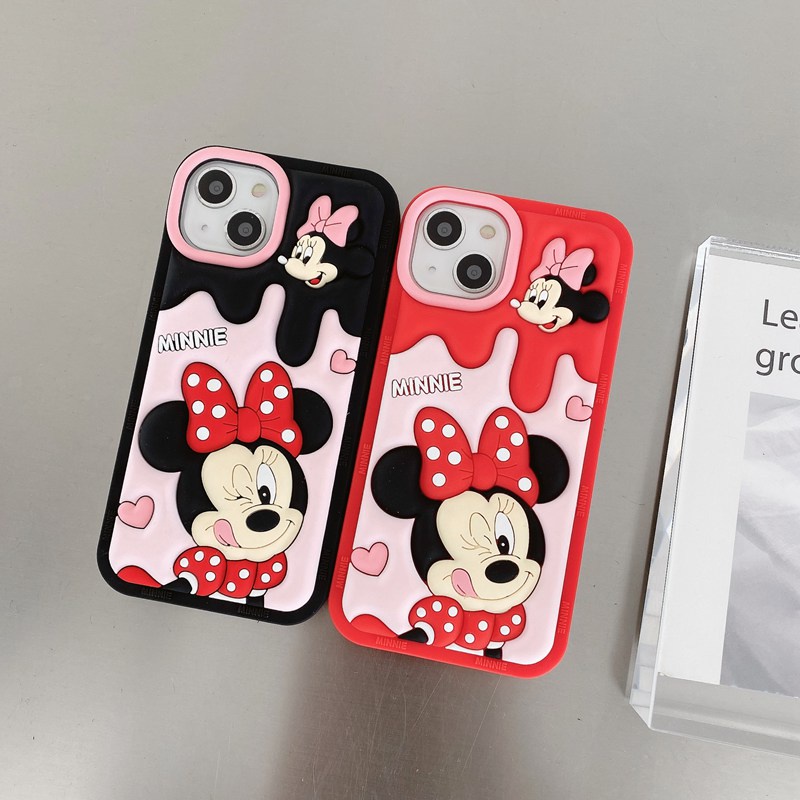 Stereoscopic Cute Ice Cream Minnie Silicone Soft Case for IPhone 11 12 13 14 Pro Max TPU Phone CASE Cute Pretty Girl's Fashion