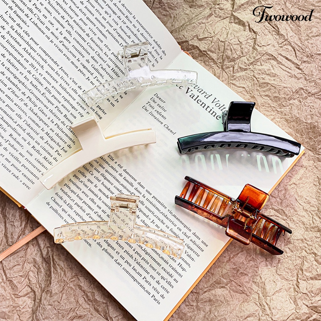 Twowood Hair Clip Ultralight Gigi Kuat Warna Solid Daya Tahan Tinggi Tepi Halus Dress-up Penjepit Rambut Plastik Wanita Hiasan Kepala Untuk Wanita