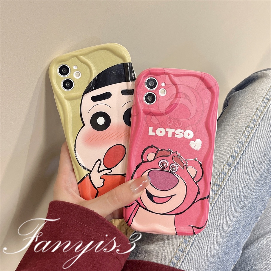 Redmi 12C A1 10C 10 10A 9 9A 9C 9T Note 12 12s 11s 10s 11 10 9s 9 Pro Xiaomi Poco X3 X3NFC X3Pro 12 11 Lite Xiaoxin Strawberry Bear Wavy Curved Edge Phone Case TPU Soft Cover