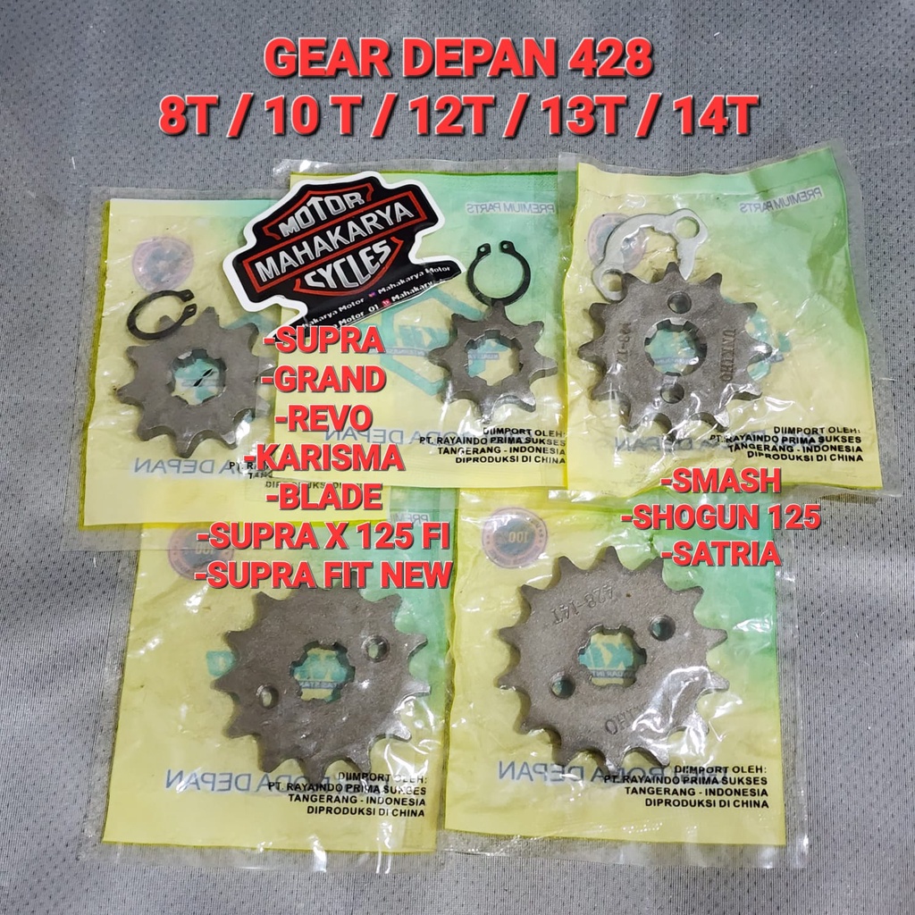 GIR DEPAN SUPRA GRAND SATRIA SMASH REVO BLADE KARISMA 428 8T 10T 12T 13T 14T