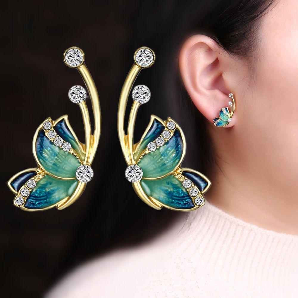 Mxbeauty Anting Gaya Korea Vintage Golden Trendy Kreatif Indah Klasik Mutiara Anting Kupu-Kupu