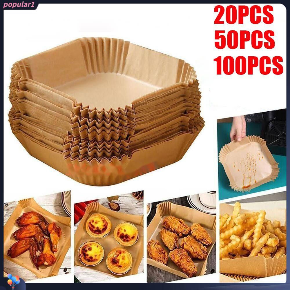 Populer 20pcs/50pcs /100pcs Air Fryer Liners Menebal Bahkan Pemanasan Silikon Minyak Panggang Microwave