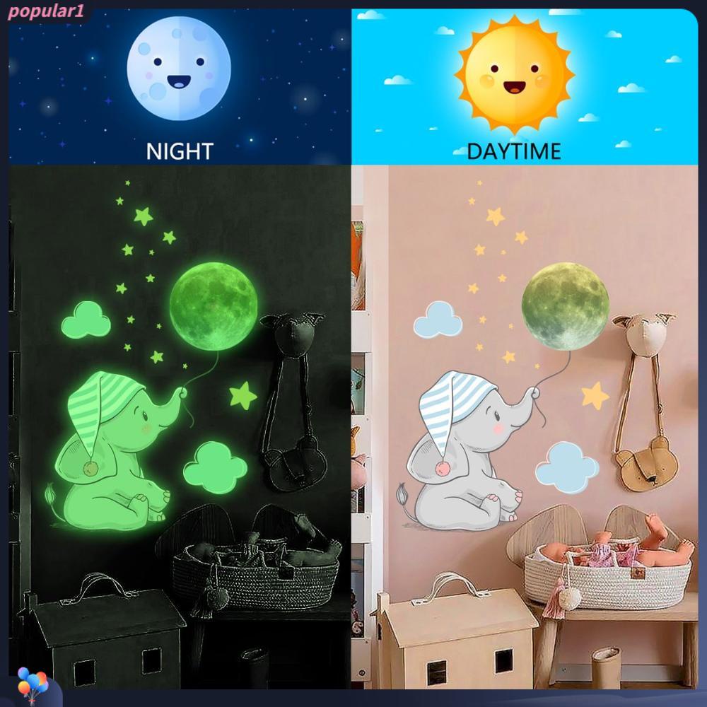 Populer Luminous Wall Sticker Dekorasi Rumah Gajah Kamar Anak Kamar Tidur Plafon Bayi Stiker Dinding