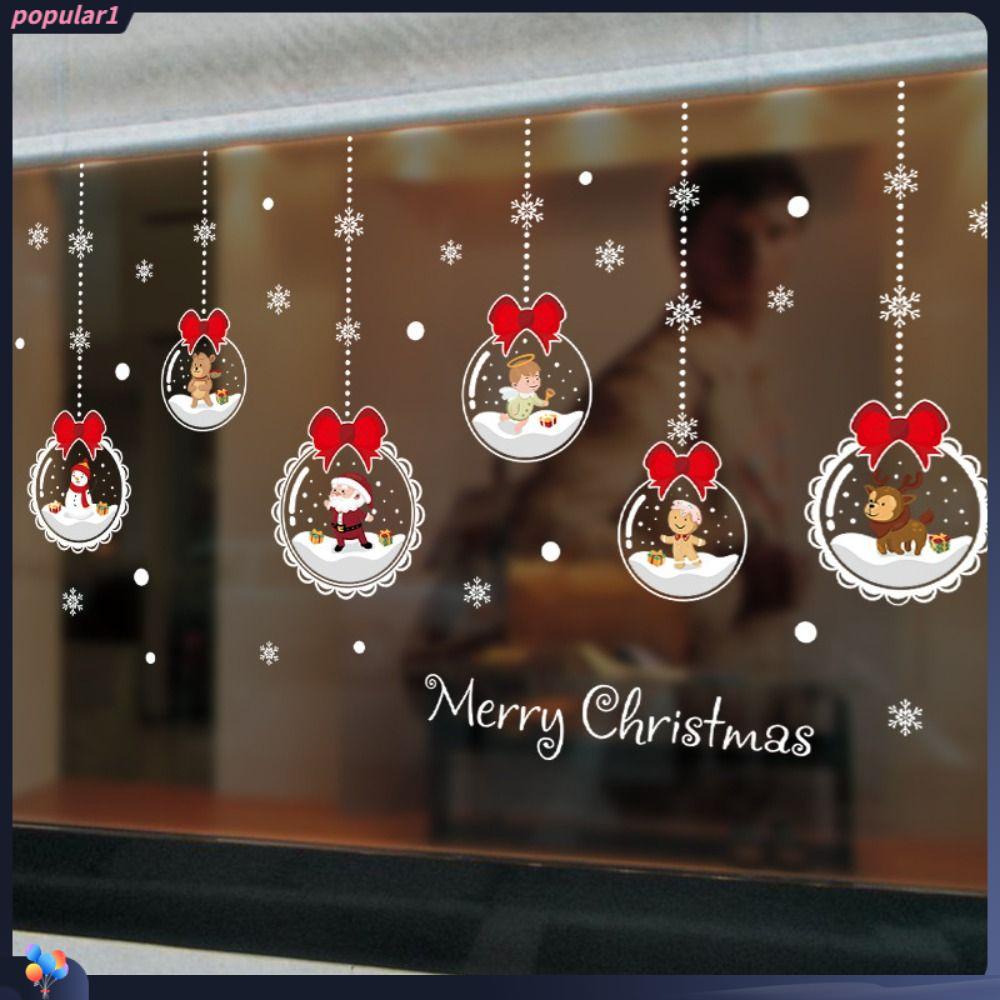 Populer Stiker Dinding Xmas Background Dekorasi Removable Window Decal Vinyl Decals