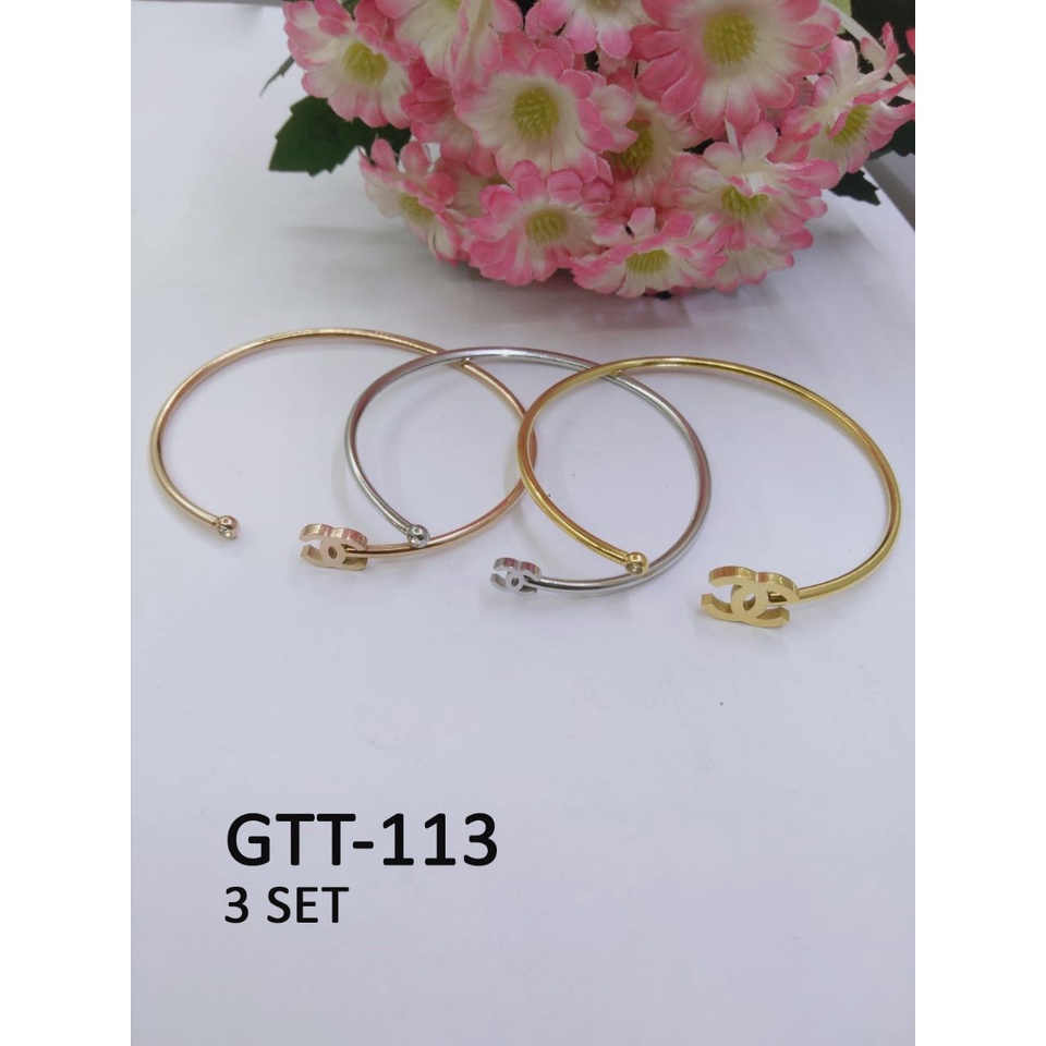 GELANG TANGAN TITANIUM EMAS GOLD DIAM TERMURAH / DUNIA GELANG