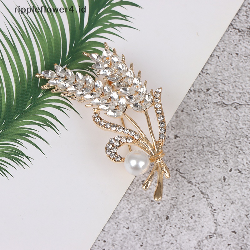 {rippleflower4.id} Mutiara Berlian Imitasi Ear of Wheat Bros Untuk Wanita Baroque Trendy Elegan Brooch Pin~