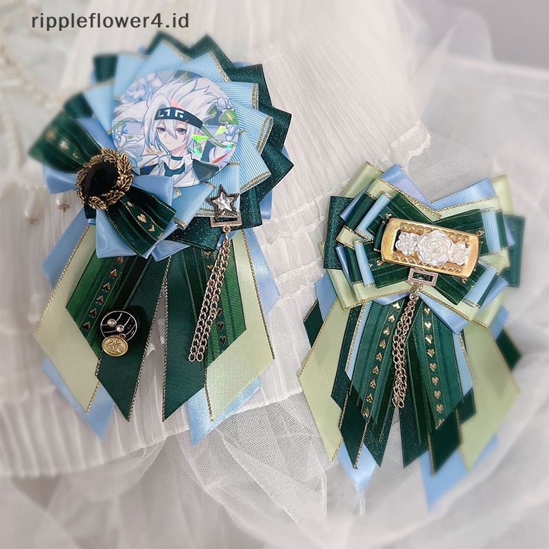 {rippleflower4.id} Anime Badge Holder Sutra Logam Manis Desain Retro Dekorasi Aksesoris Lolita Anime Lencana Pin Bros Pita Bowtie Ransel Badge Holder Tas Aksesoris~