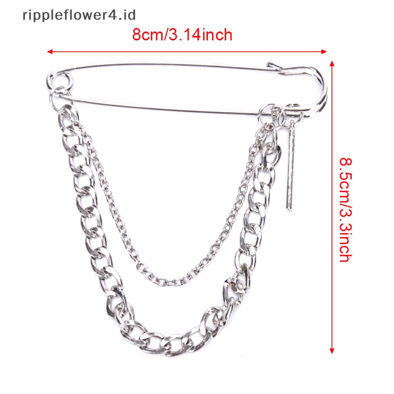 {rippleflower4.id} 1pc Unisex Klasik Rantai Pin Bros Fashion BF Punk Hip Hop Perhiasan Hadiah~