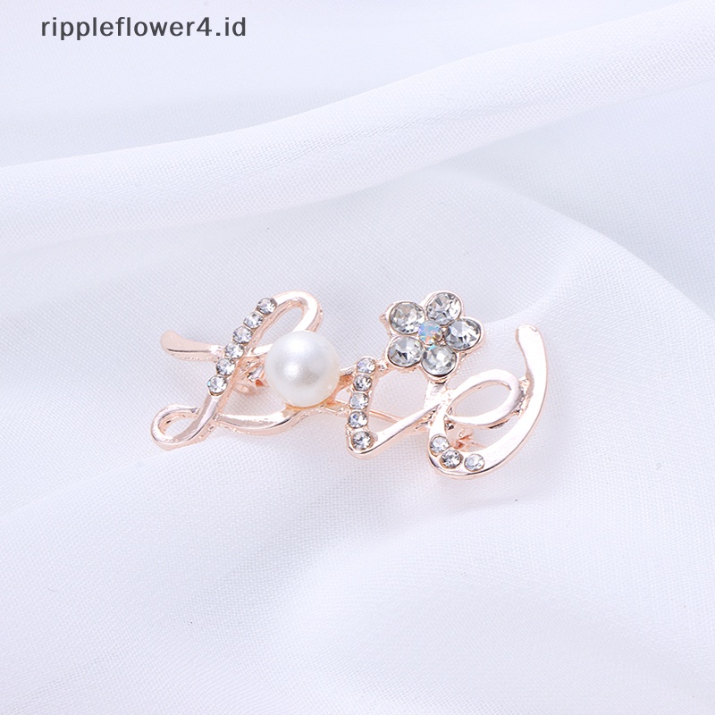 {rippleflower4.id} Bros Cinta Berlian Imitasi Untuk Wanita Surat Pesta Kantor Bros Pin Aksesoris Perhiasan Lucu Valene Hadiah Hari~