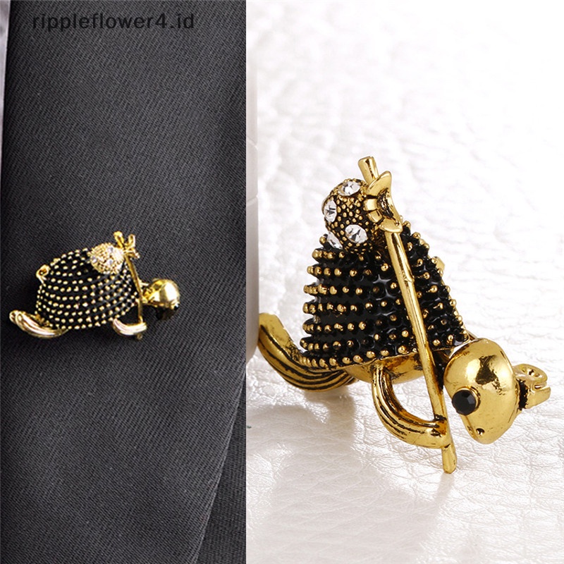{rippleflower4.id} Enamel Turtle Brooch Pin Kristal Hewan Bros Jas Kerah Pin Unisex Jewelry~