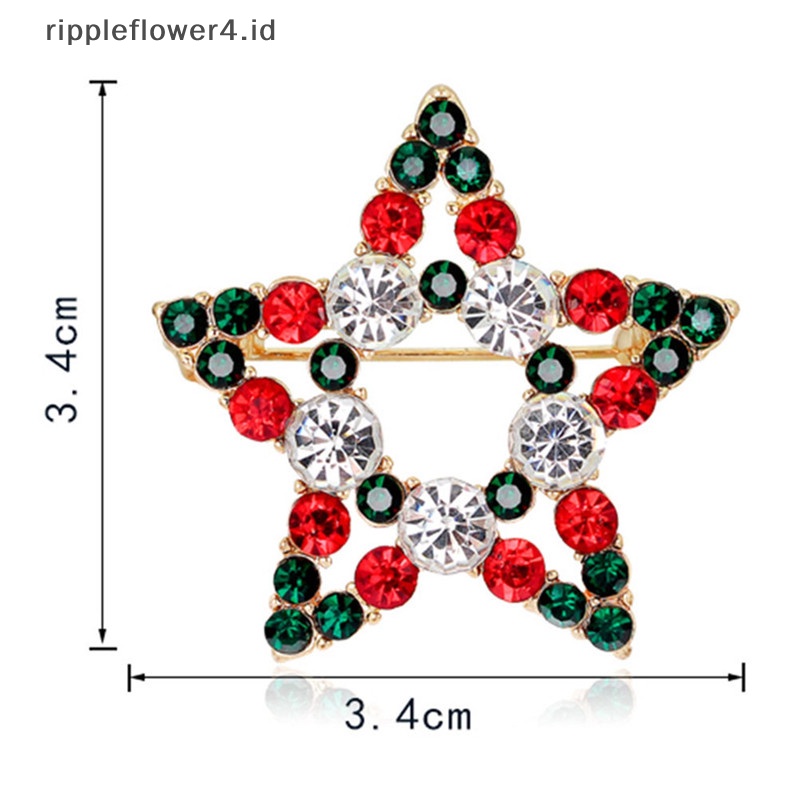 {rippleflower4.id} 1x Hot Fashion Bintang Kristal Berlian Imitasi Snowman Natal Bros Pin Hadiah Xmas~