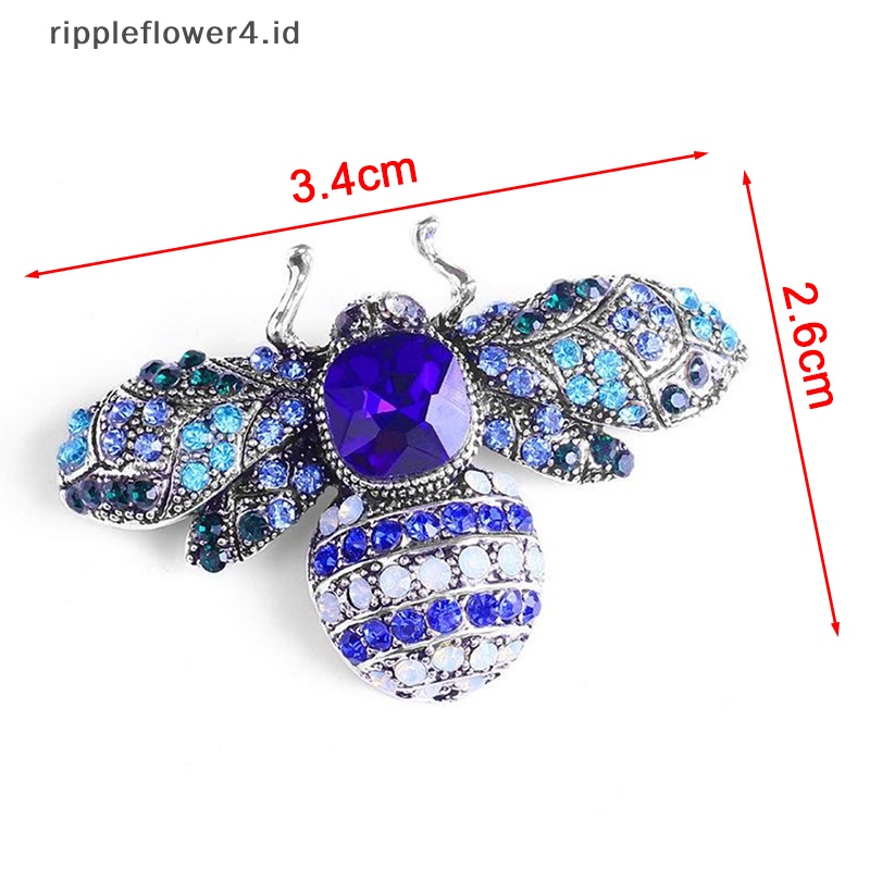 {rippleflower4.id} Retro Serangga Kristal Bros Pin Kerah Lapel Lencana Perhiasan Hadiah Aksesoris~